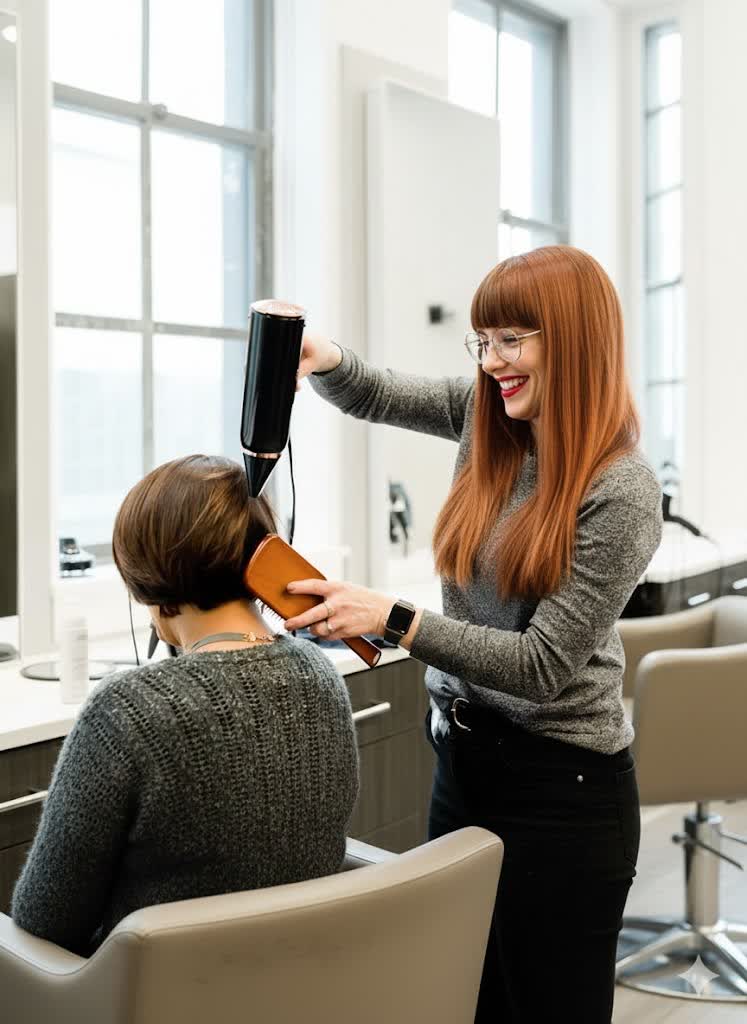 Abby estilista trabajando